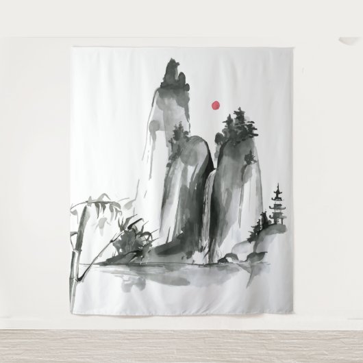 山の禅宗寺院 タペストリー (正面)