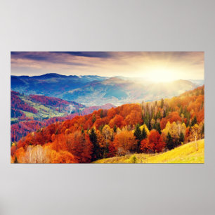 山の秋林景観 ポスター