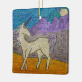 山の稜線を振り返る一角獣 セラミックオーナメント (左)