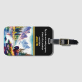 山の穏やかな川のバッファロー ラゲッジタグ (正面横)