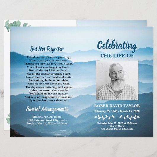 山の空の葬儀プログラム (正面/裏面)