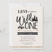 山の素朴なワイルドワン誕生日招待 招待状 (正面)