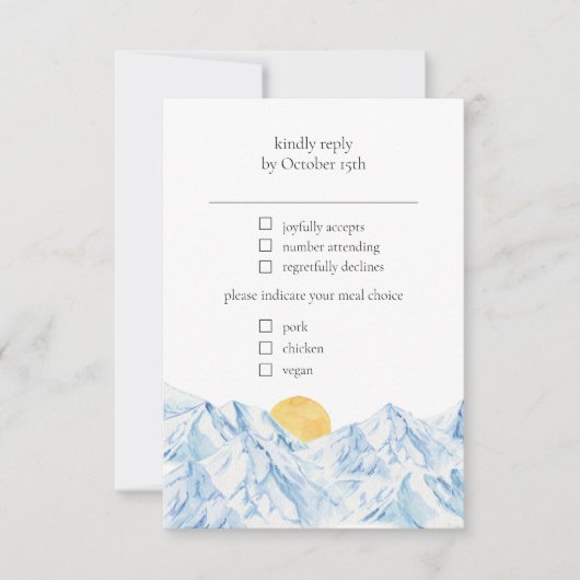 山の素朴な水彩画の出欠確認 出欠カード (正面)