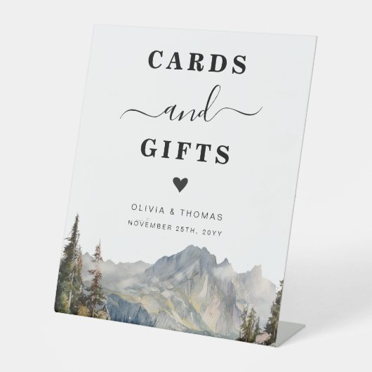 山の素朴カードとギフトのサイン 台座サイン (正面)