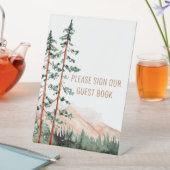 山の素朴風景のサイン私たちのゲストブック 台座サイン (インサイチュ)