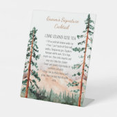 山の素朴風景の新郎のシグネチャーカクテル 台座サイン (正面)