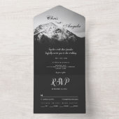 山の結婚下の白と黒 オールインワン招待状 (内側)