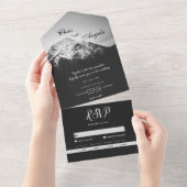 山の結婚下の白と黒 オールインワン招待状 (貼ってはがせる)