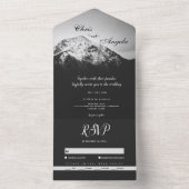 山の結婚下の白と黒 オールインワン招待状 (内側)