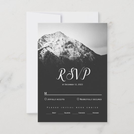 山の結婚下の白と黒 出欠カード (正面)