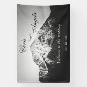 山の結婚下の白と黒 横断幕 (縦)