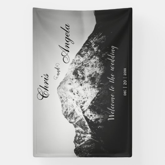 山の結婚下の白と黒 横断幕 (縦)