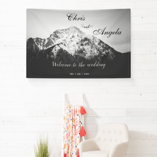 山の結婚下の白と黒 横断幕 (インサイチュ)