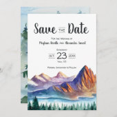 山の結婚式の日を保存する湖と森 セーブザデート (正面/裏面)