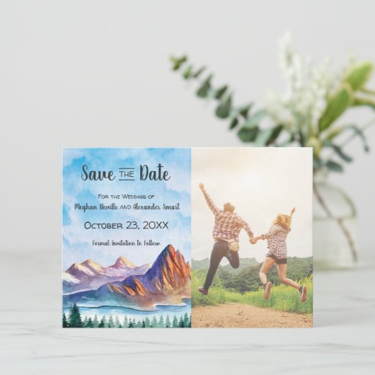 山の結婚式の日付を写真で保存 セーブザデート (スタンド正面)