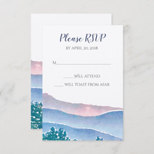 山の結婚式招待状の続き- RSVPカード (正面/裏面)