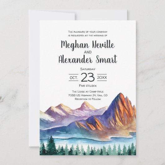 山の結婚式招待状、披露宴へ後を追 招待状 (正面)