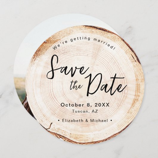 山の結婚自然をテーマにした木版写真 招待状 (正面/裏面)