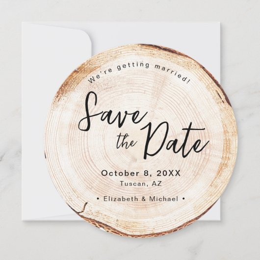 山の結婚自然をテーマにした木版写真 招待状 (正面)