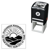 山の背後にあるサンライズの日没#2名住所 セルフインキングスタンプ (インサイチュ)