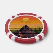 山の自然ビンテージサンセット風景 ポーカーチップ (シングル)
