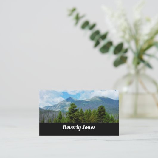 山の自然ランドスケープの黒カスタム色 名刺 (スタンド正面)