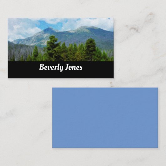 山の自然ランドスケープの黒カスタム色 名刺 (正面/裏面)