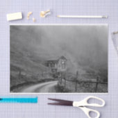 山の自然·霧の木小屋 薄葉紙 (クラフト)