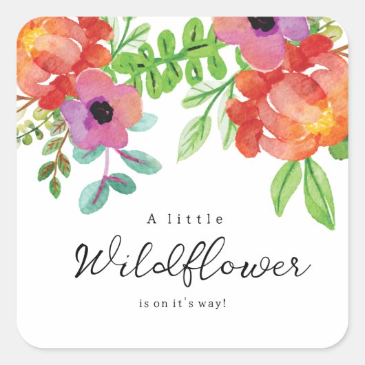 山の花が少し咲いている! スクエアシール (正面)