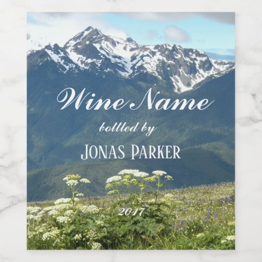 山の花の写真パーソナライズされた ワインラベル (シングルラベル)