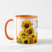 山の花ひまわりの太陽パーソナライズされた光 マグカップ (左)