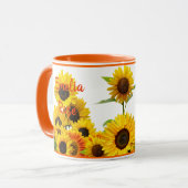 山の花ひまわりの太陽パーソナライズされた光 マグカップ (正面左)