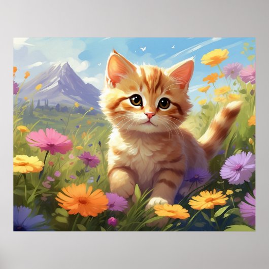 *~* 山の花キティ 5:4  子猫 ネコ AP68 ポスター (正面)