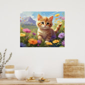 *~* 山の花キティ 5:4  子猫 ネコ AP68 ポスター (キッチン)