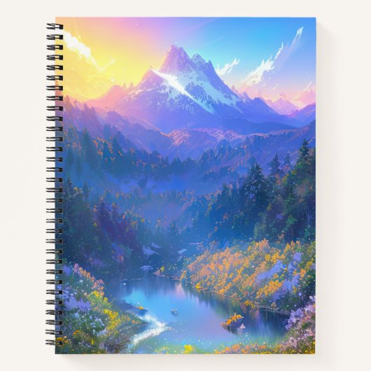 山の谷に入り込んだサンセット ノートブック (正面)