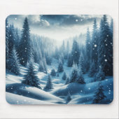 山の谷の冬の松 マウスパッド (正面)