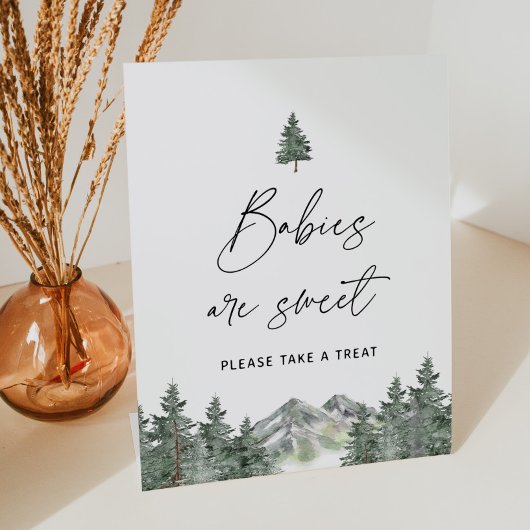 山の赤ちゃんシャワーベビーは甘いトリート 台座サイン