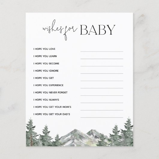 山の赤ちゃんシャワーベビーカード (正面)