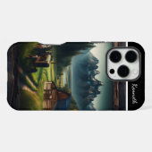 山の農場のトラクター iPhoneケース (裏面横)