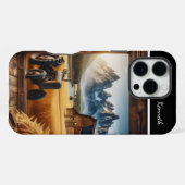 山の農場の風景 iPhoneケース (裏面横)