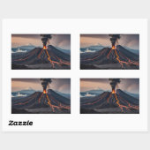 山の近くの活火山 長方形シール (シート)