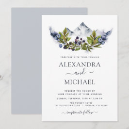 山の郷土風水彩グリーンウェディング 招待状