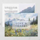 山の野生の花の花畑 ウェディング フォト サンキューカード (正面/裏面)