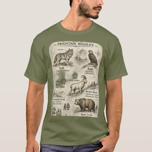 山の野生生物Tシャツ Tシャツ (正面)