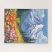 山の野花の水彩風景画 ジグソーパズル (横)