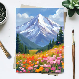 山の野花 水彩風景画 自然 ポストカード