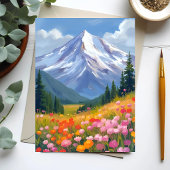 山の野花 水彩風景画 自然 ポストカード