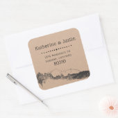 山の隠れ家 ⎢返信先住所シール スクエアシール (封筒)