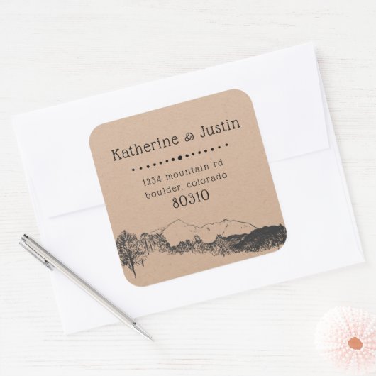 山の隠れ家 ⎢返信先住所シール スクエアシール (封筒)