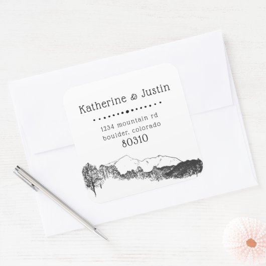 山の隠れ家 ⎢返信先住所シール スクエアシール (封筒)